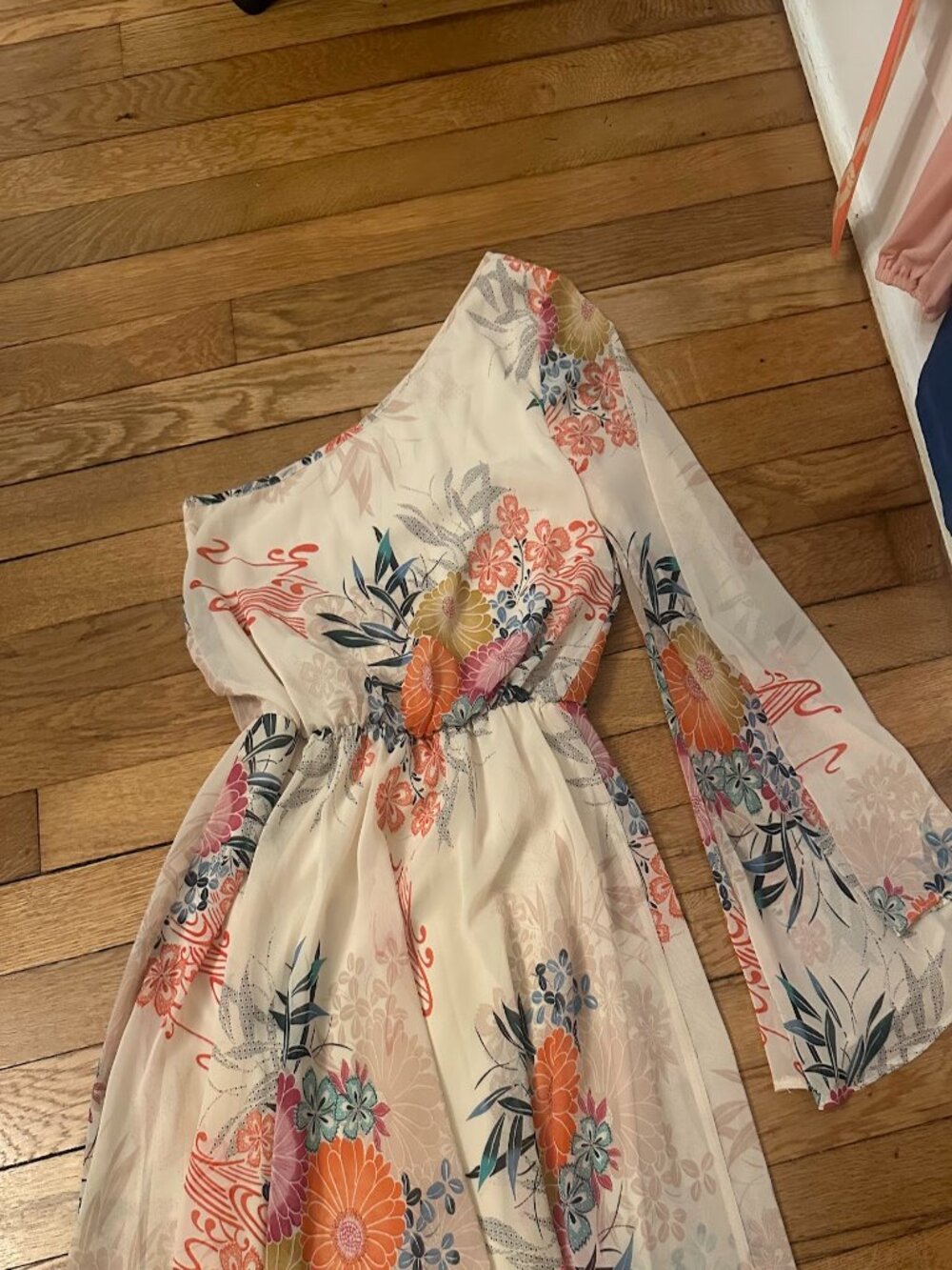 Beautiful multicolor, floral Redherring dress, one-shoulder dress, size 8